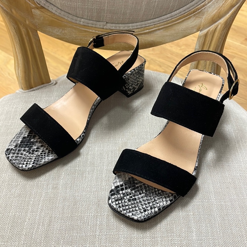 Black Suede  Snakeskin Sandal